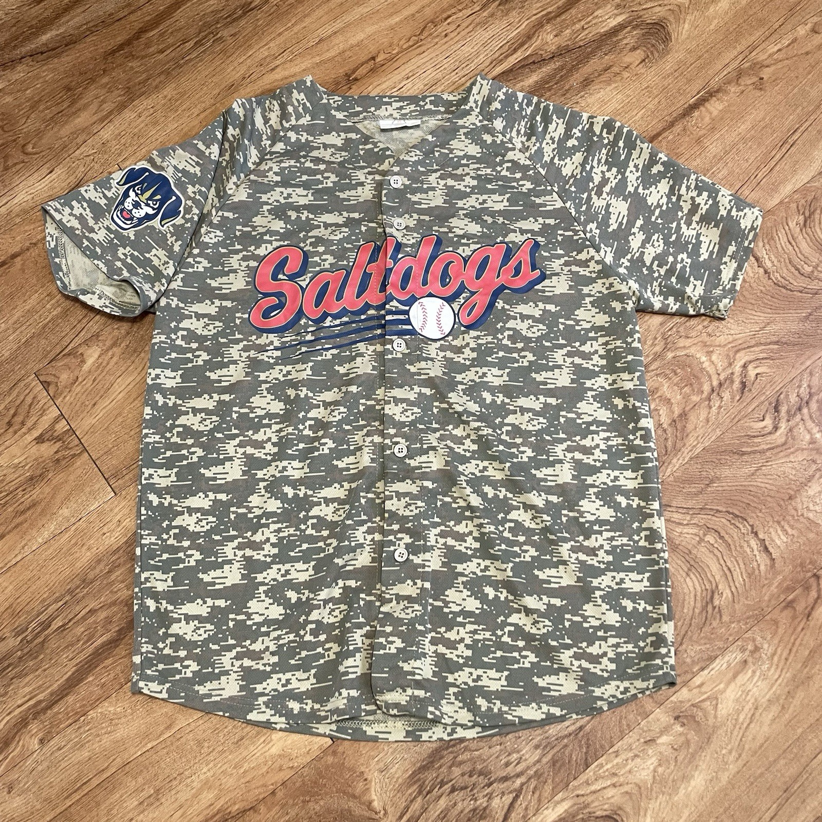 Lincoln Saltdogs Ameritas 17 Independent MLB Baseball Men XL Camouflage Jersey