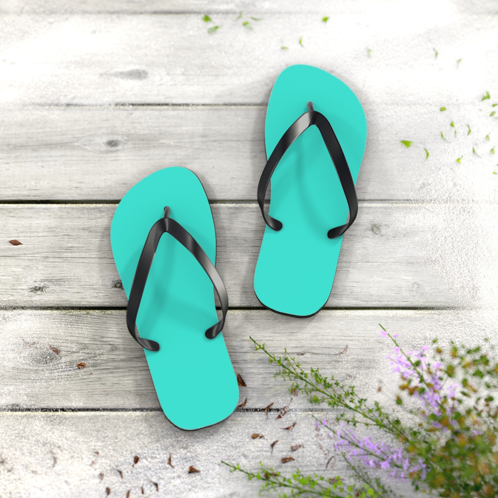Neon Turquoise Flip Flops, Sandals Slides, Summer Footwear, Brand New