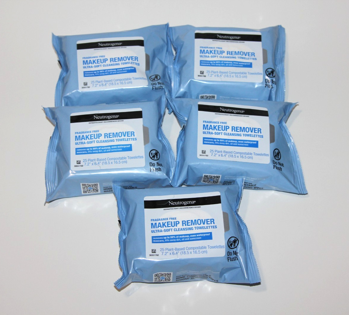LOT(5) NEUTROGENA FRAGRANCE-FREE MAKEUP REMOVER WIPES TOWELETTES