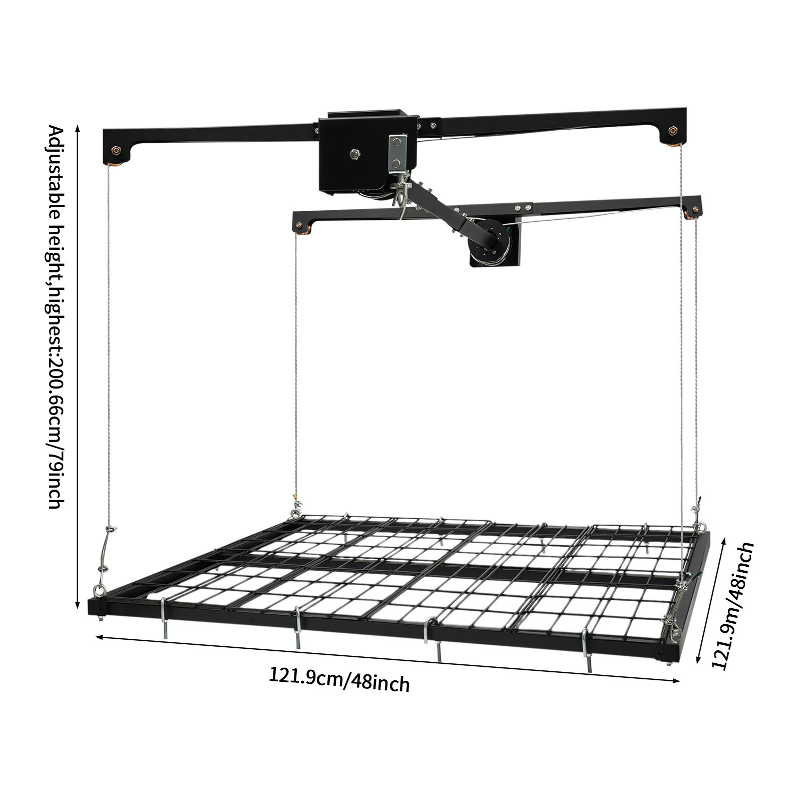 Overhead Adjustable Height Garage Lifting Storage Steel Rack Organization Unit