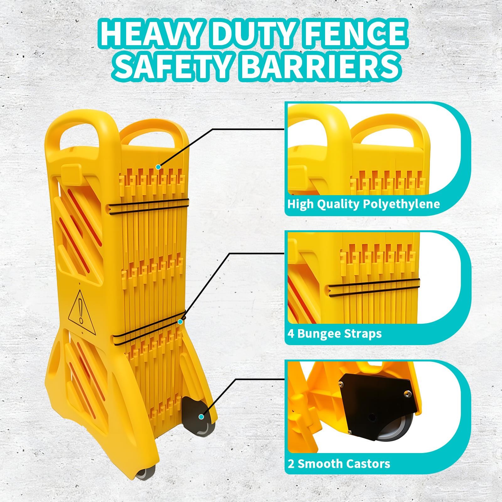 Portable Folding Barricade with Wheels,for Construction Sites, Driveway Gate