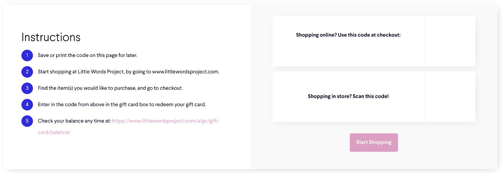 Little Words Project $10 E-Gift Card, Use Online & In-Store - Message Delivery