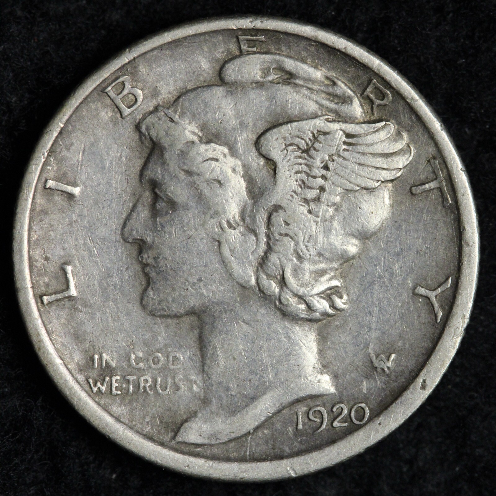 1920-D Mercury Silver Dime XF E162 GKCU