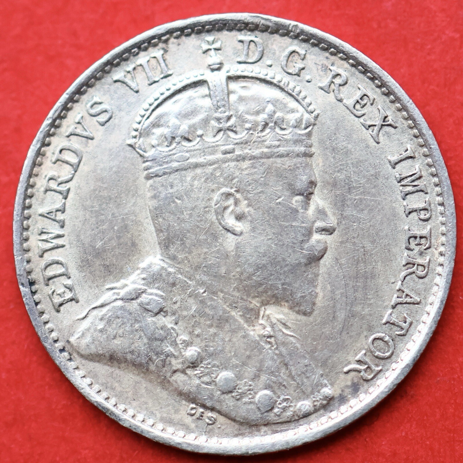1909 Canada 5 Cents Round Leaf - AU - Cleaned Trend 110$ Lot#12295