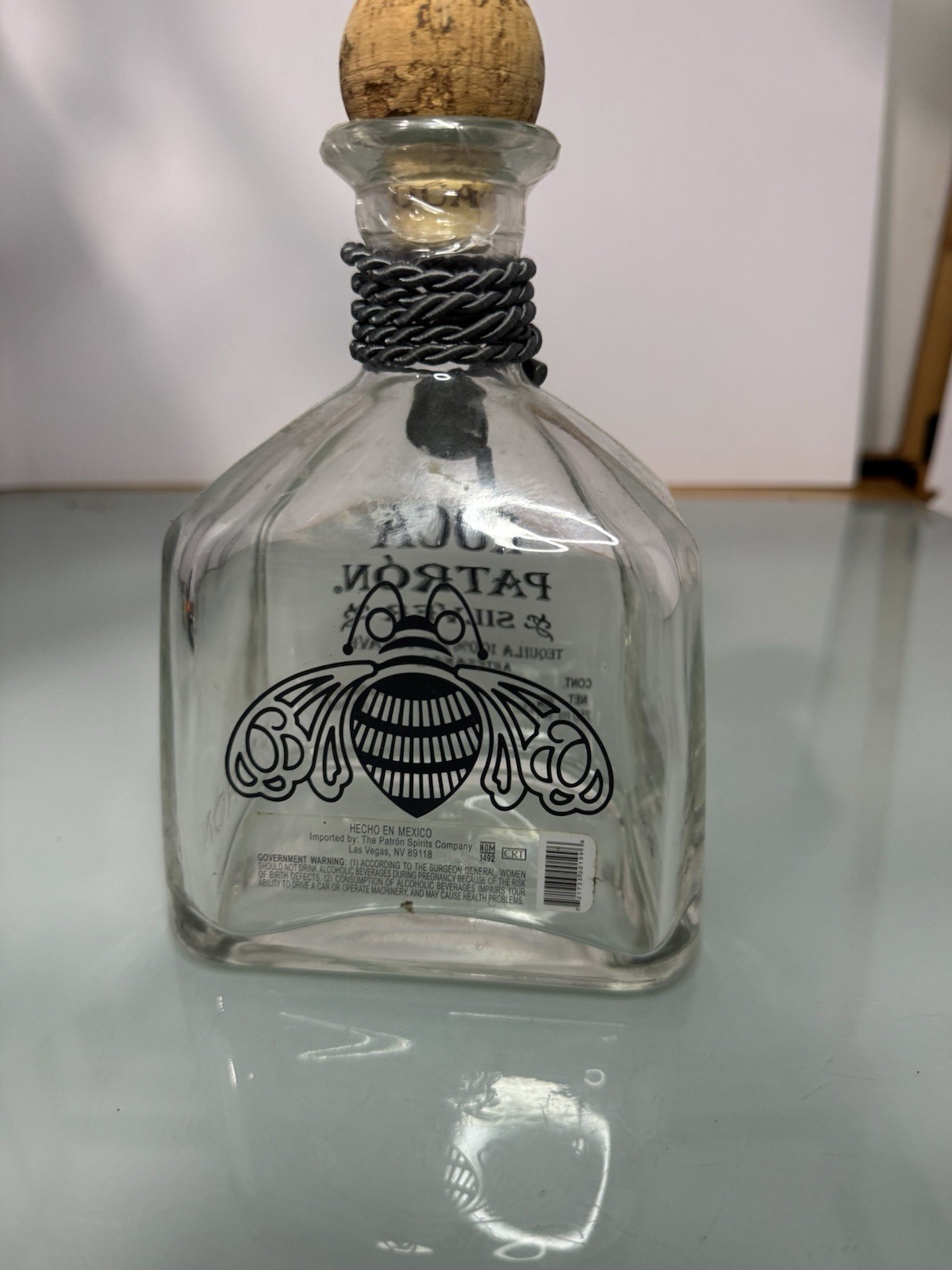 ROCA PATRON Silver Tequila 750ml "EMPTY" Bottle w/Cork & Medallion