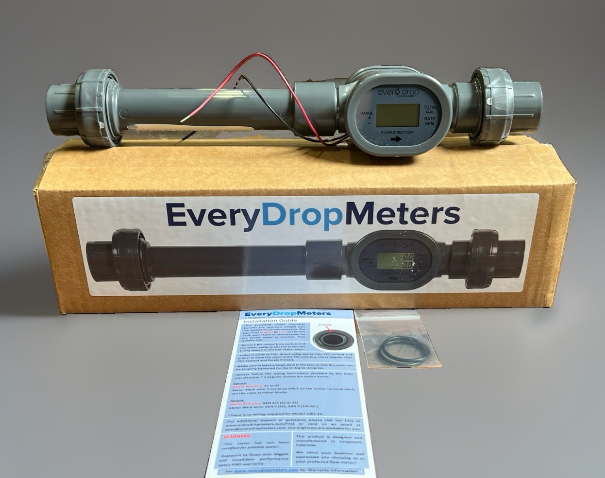 EveryDropMeters Flowmeter Sensor 1” 2-Wire w/Extensions (Model: 1004-EX)