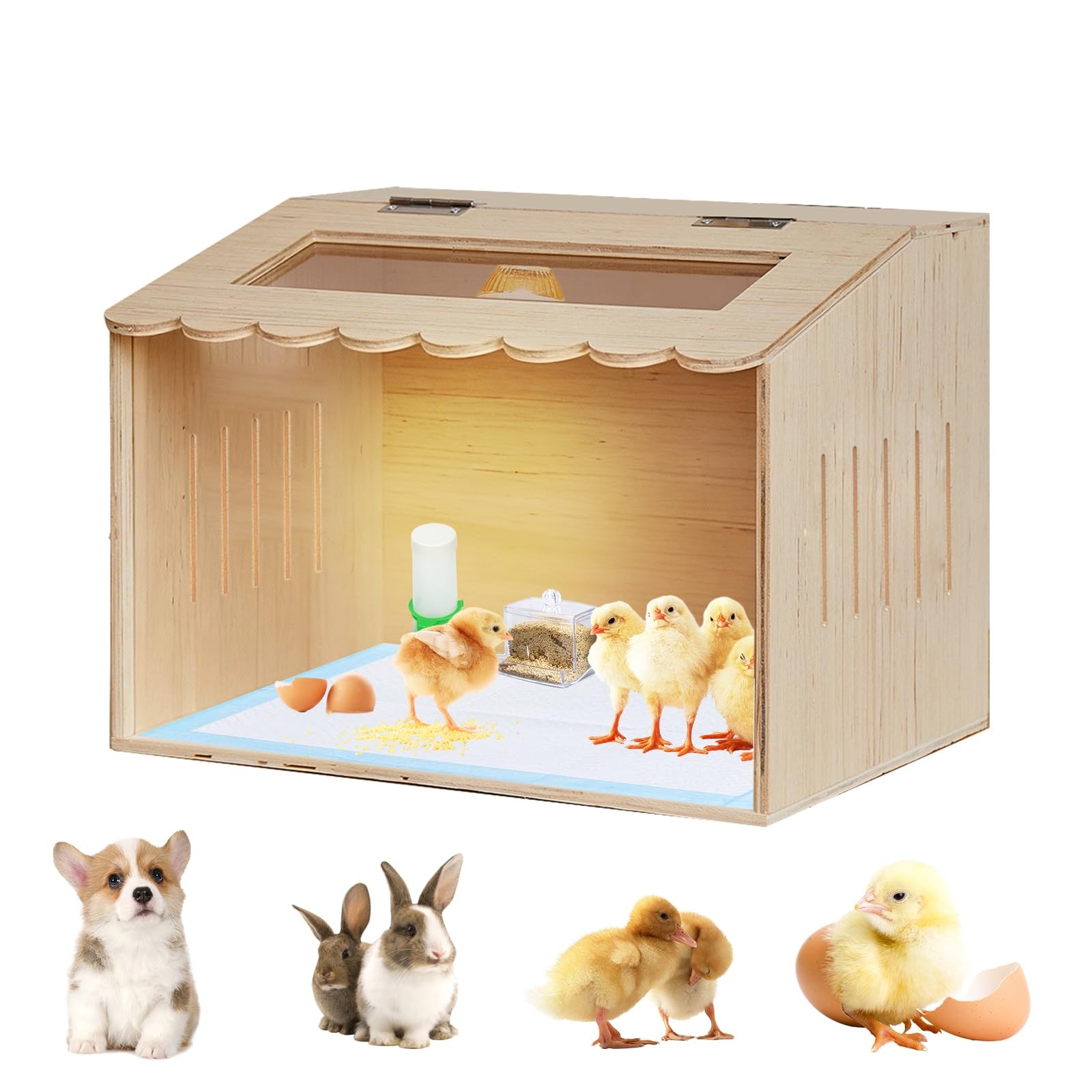 Wooden Chicken Brooder Box Kit with 15.7 x 11.8 x inches, Natural Wood