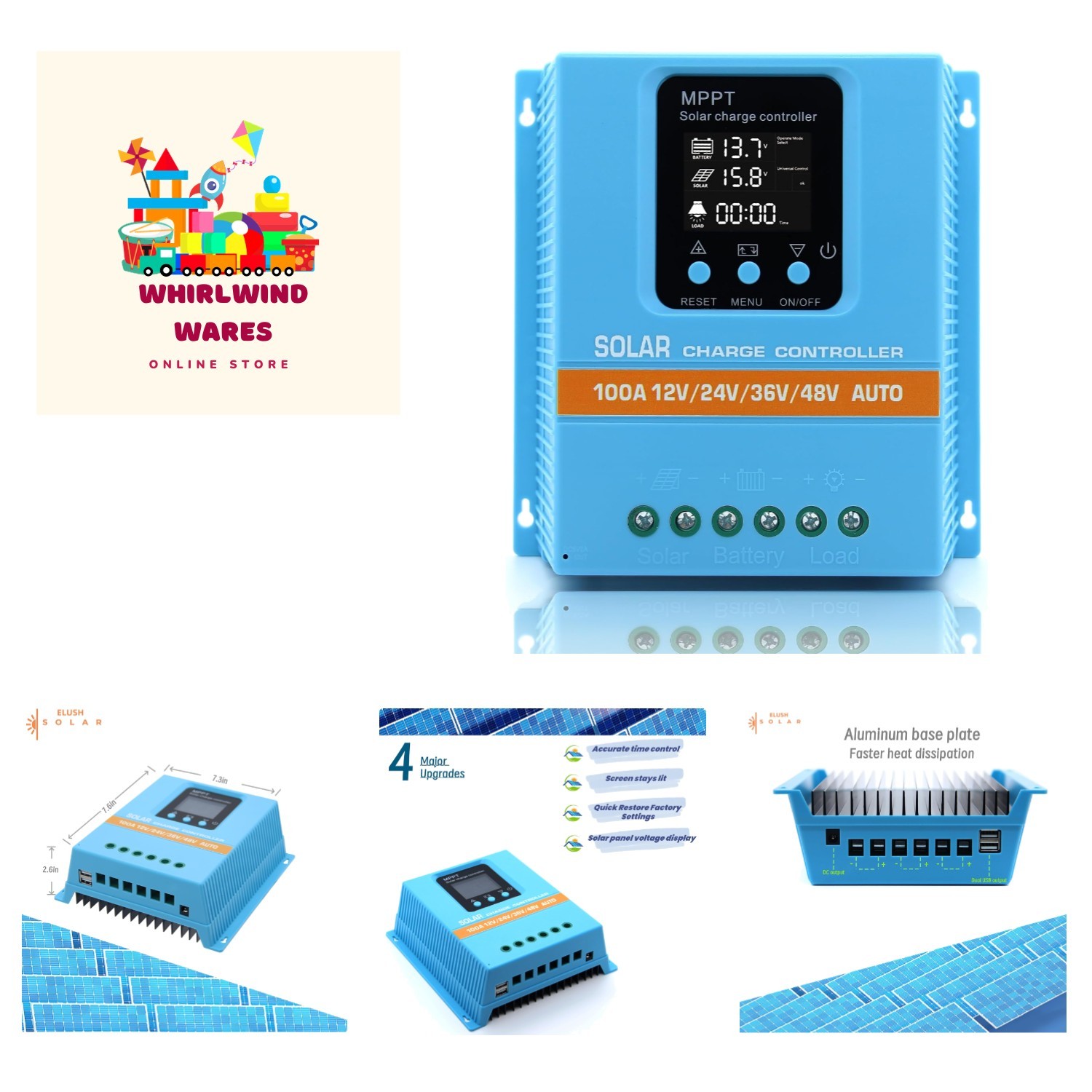 Efficient 100A MPPT Solar Charge Controller with LCD Display & 99.5% Efficiency