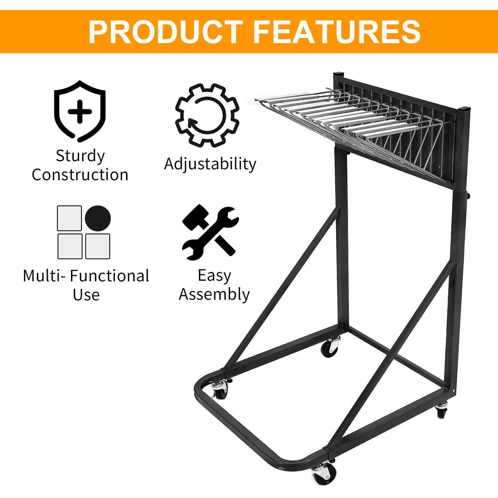 Mobile Blueprint Holder Storage Rack Hanging Poster Display w/12 Bracket 240 lbs