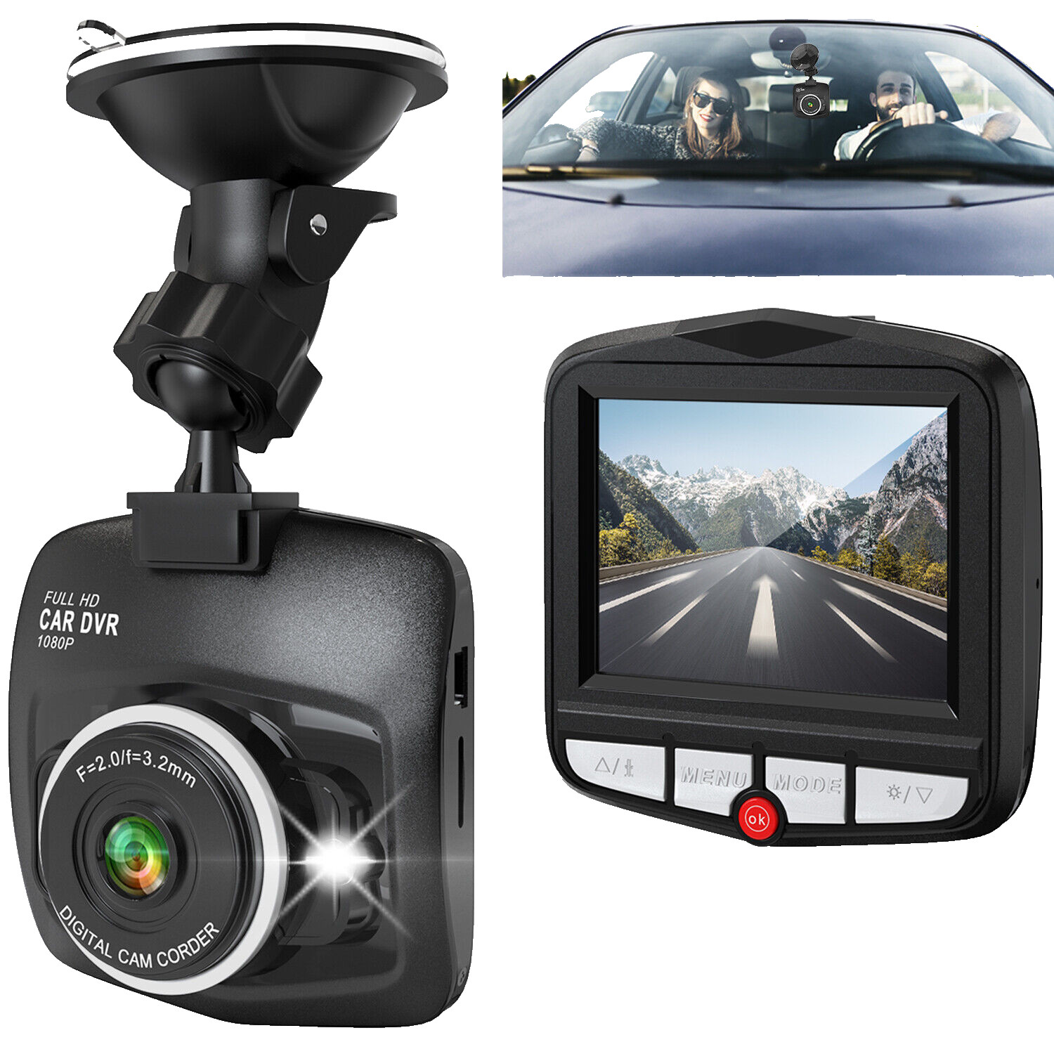 DVR Dash Cam Video Recorder G-Sensor Dual Lens Car 1080P Front and Rear Camera