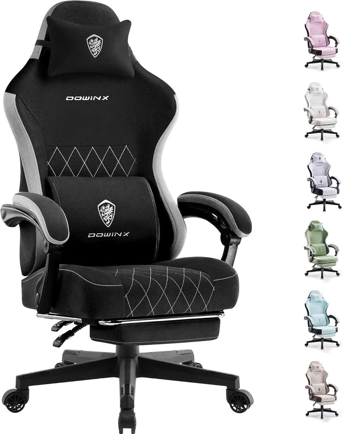 Dowinx Fabric Gaming Chair, Ergonomic Computer Chair with Footrest and Pocket Sp
