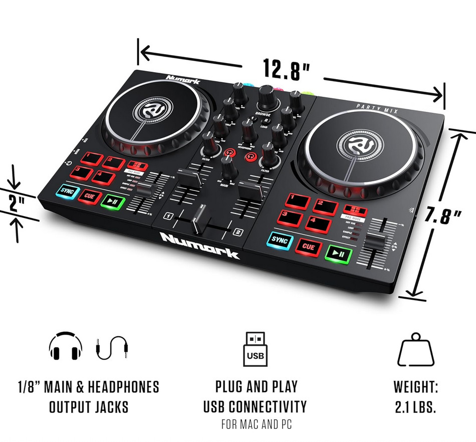 Numark Party Mix II DJ Controller with Built-In Light Show Serato Lite