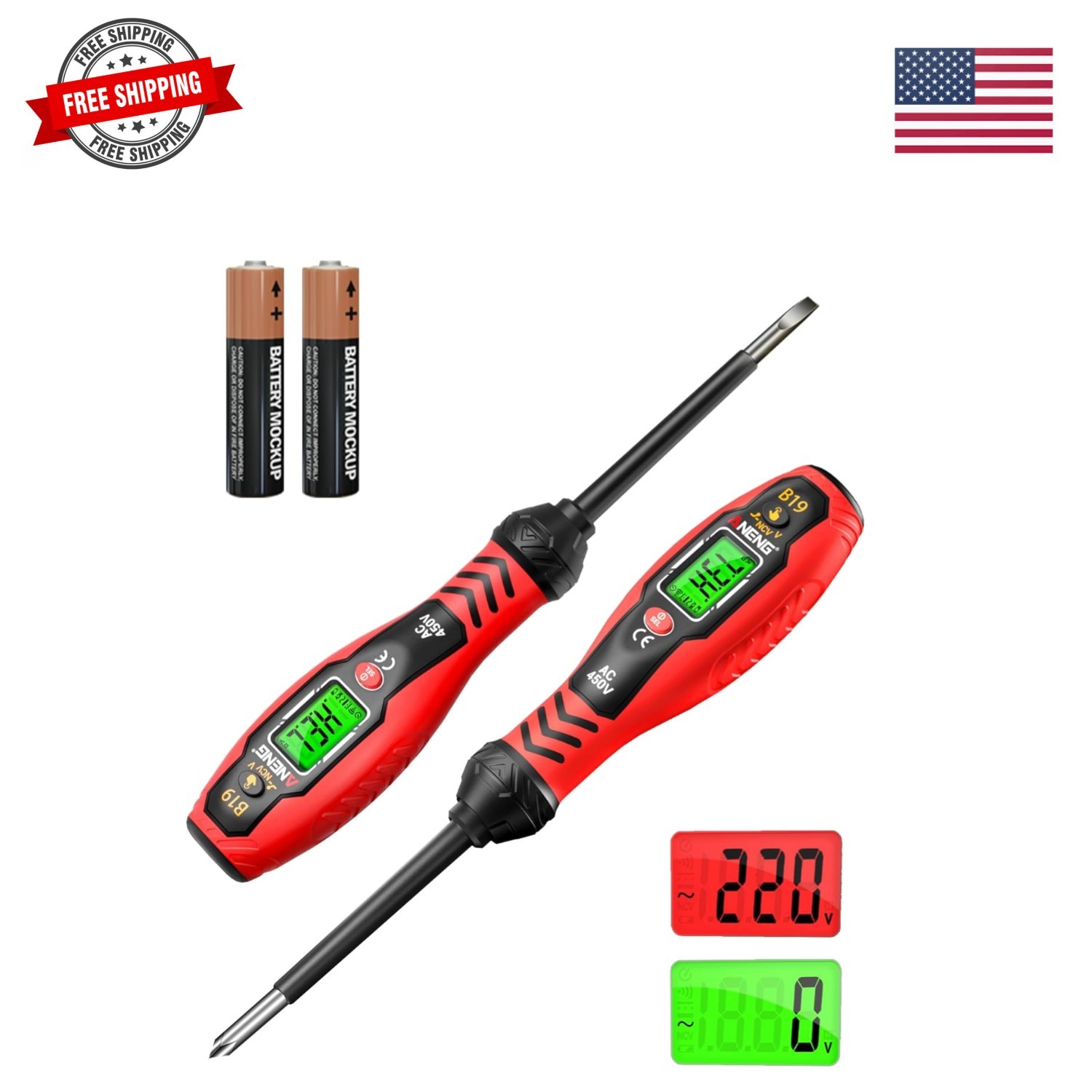 Voltage Tester with Screwdriver Electrical Tester Tool Non Contact Voltage De...