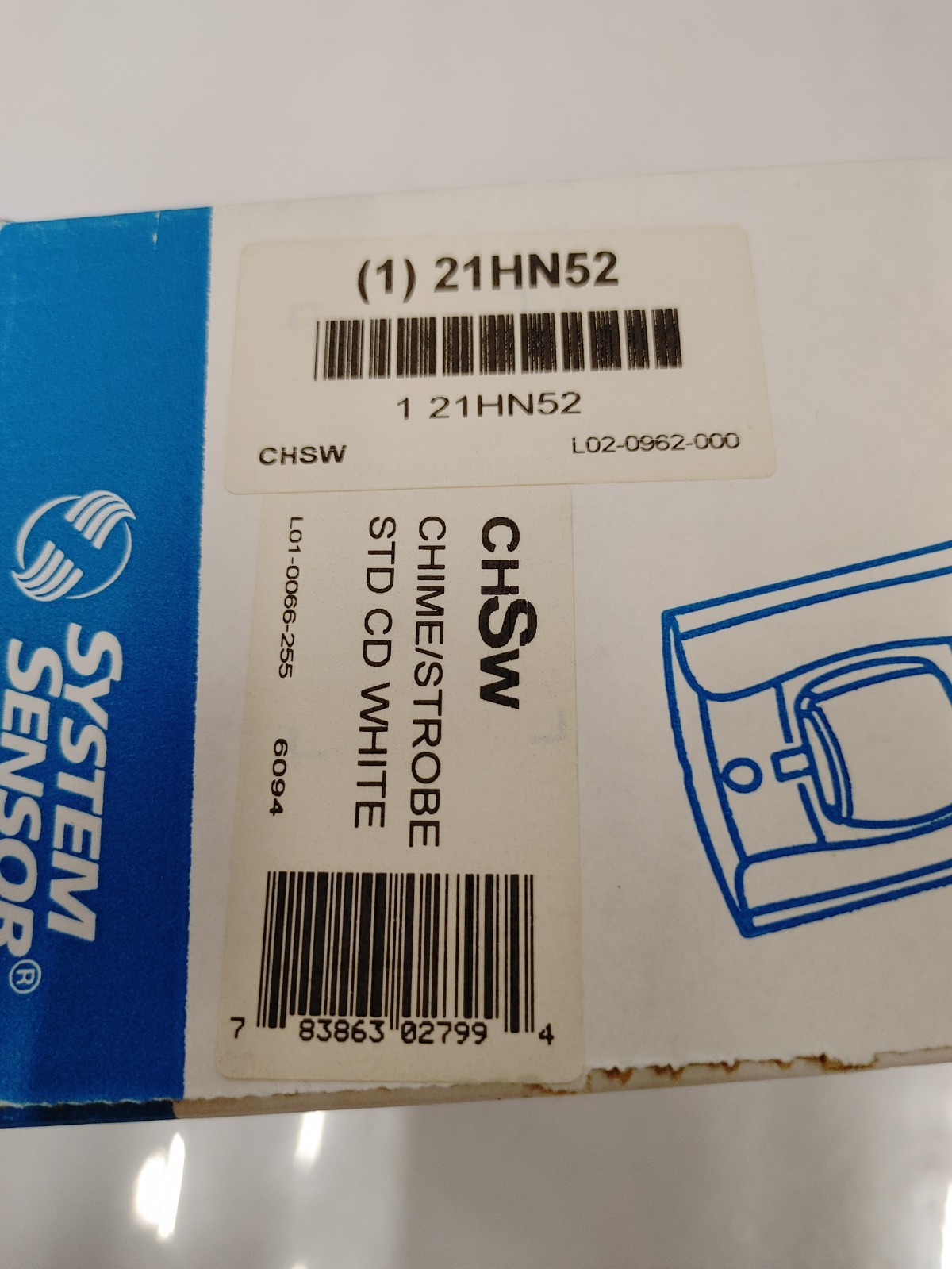System Sensor CHSW Chime/Strobe STD CD White