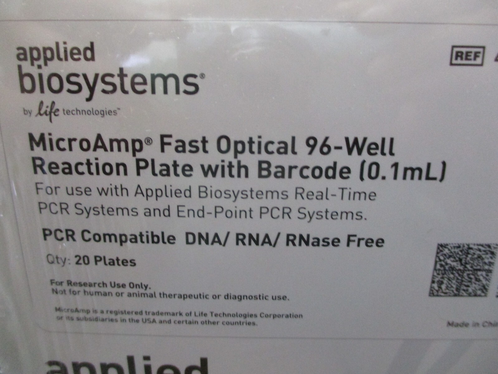 Applied Biosystems MicroAmp Fast Optical 96-Well Reaction Plate With Barcode