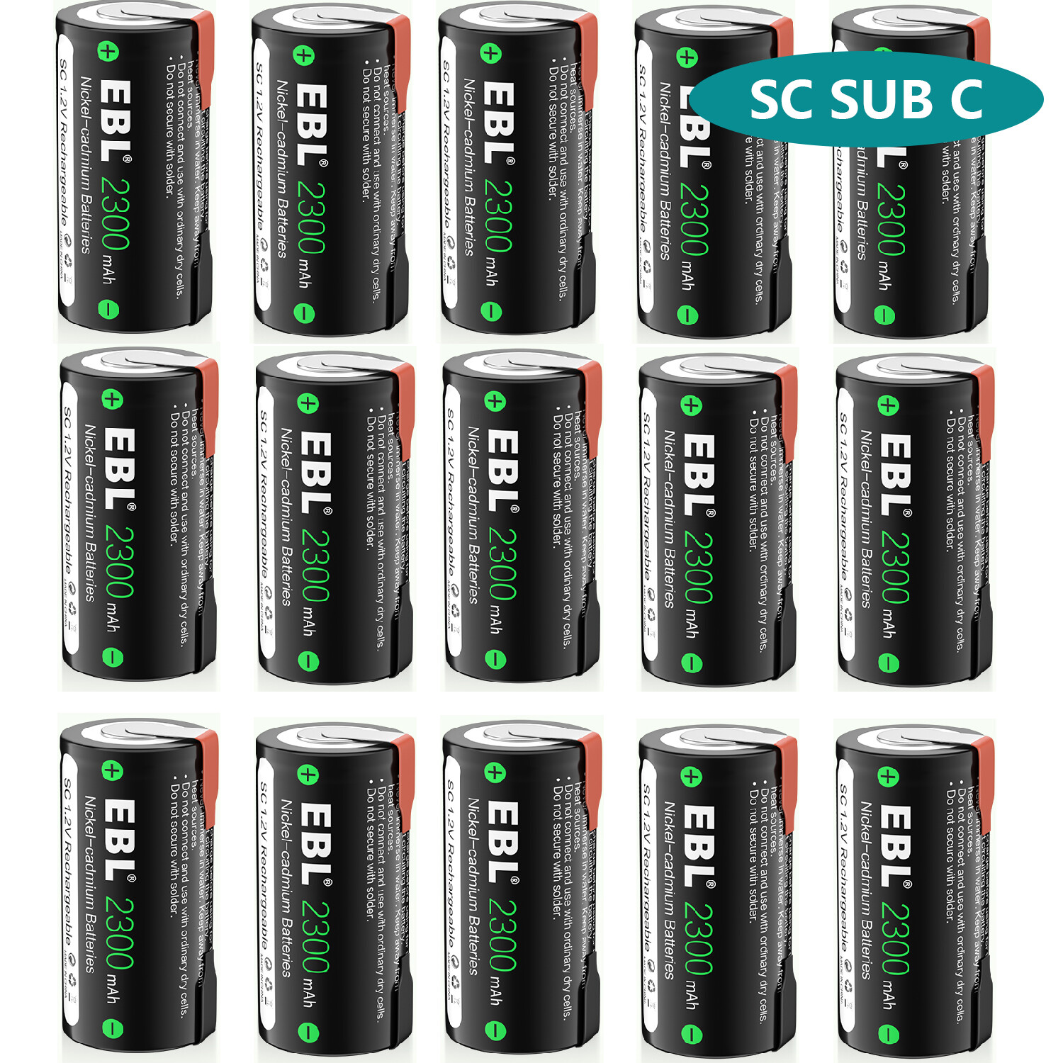 EBL SC,  Sub-C Rechargeable Batteries 2300mAh 1.2V Tap lot Power Tool Battery
