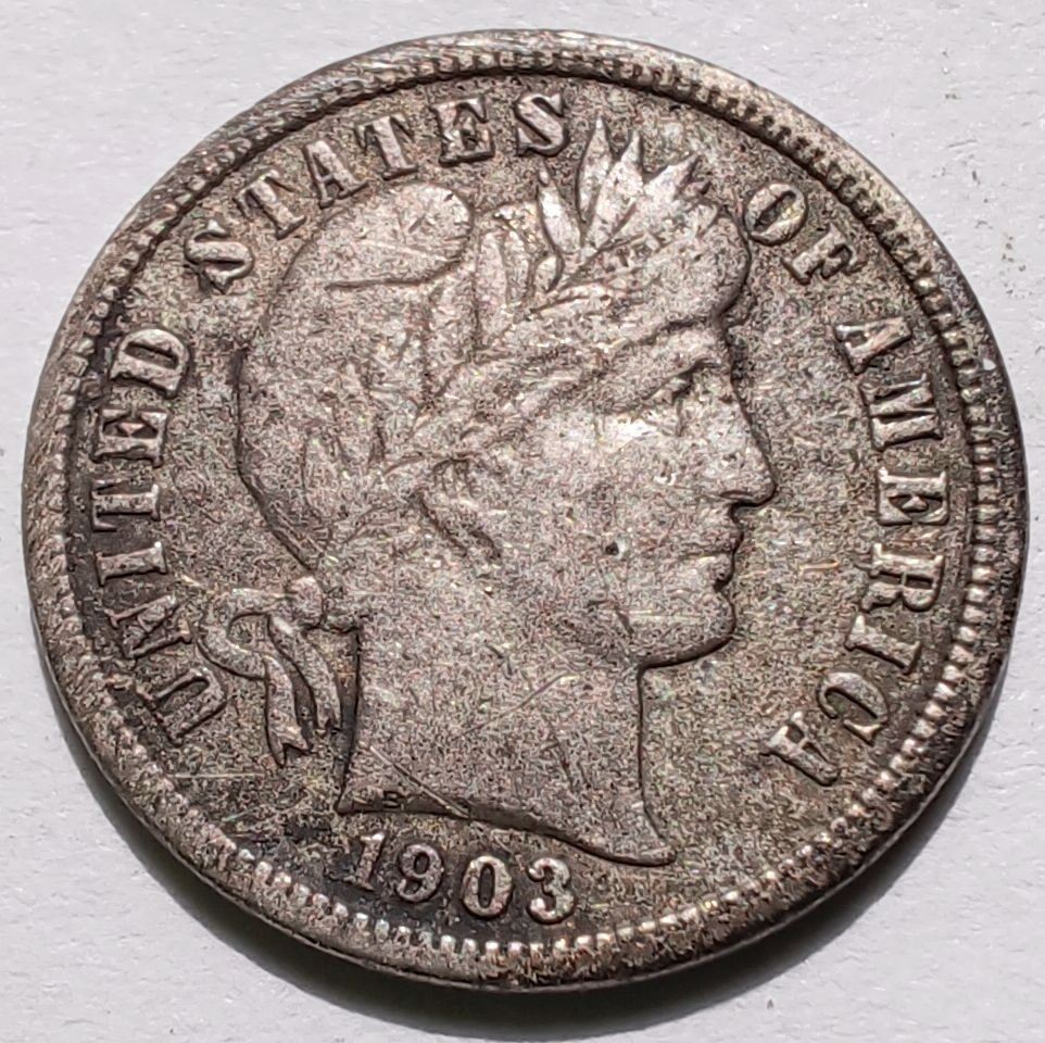 1903-O Barber Silver Dime VF Details, New Orleans 10C coin