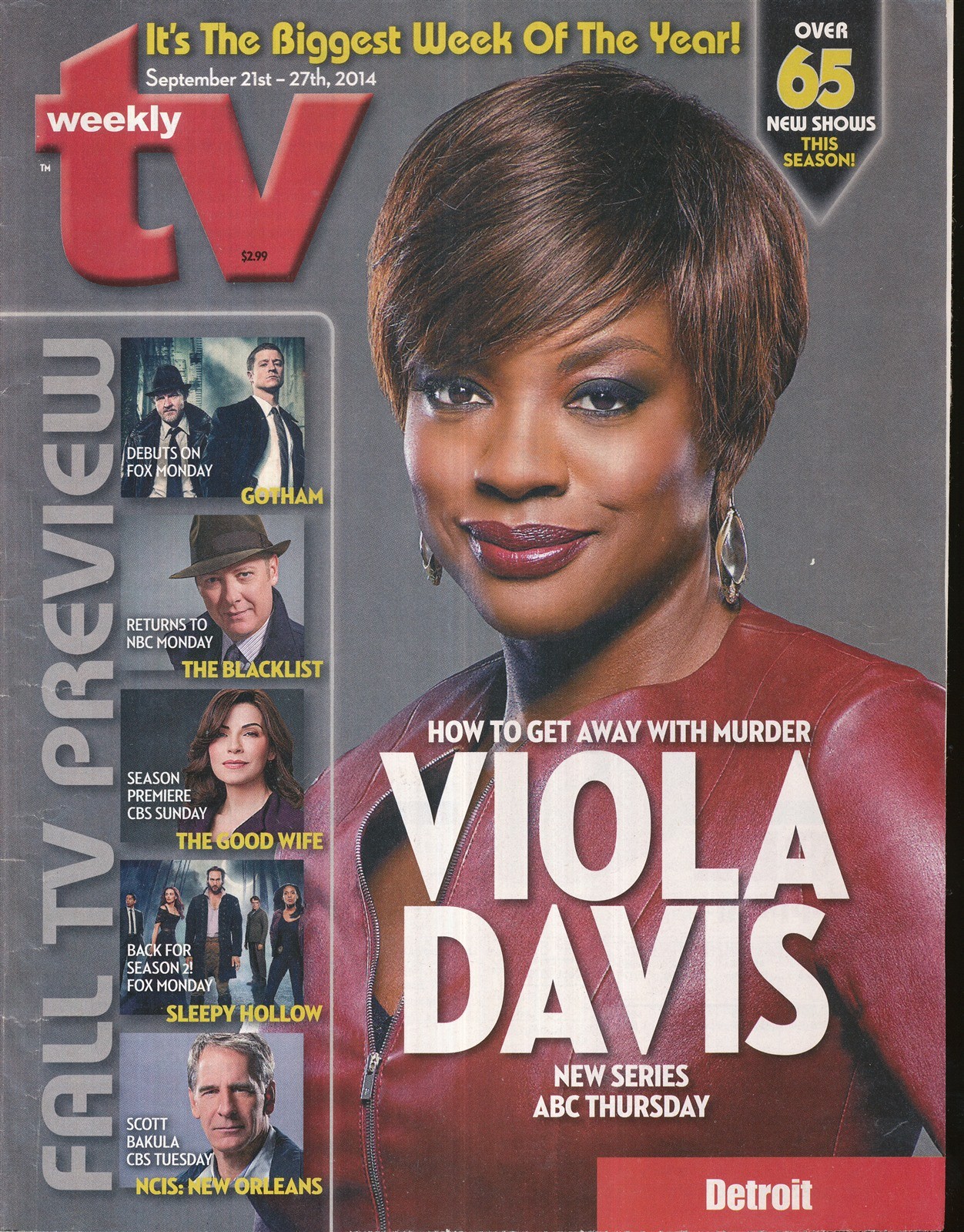TV WEEKLY 2014 SEPT. 21-27 VIOLA DAVIS (FAIR/GOOD COND)