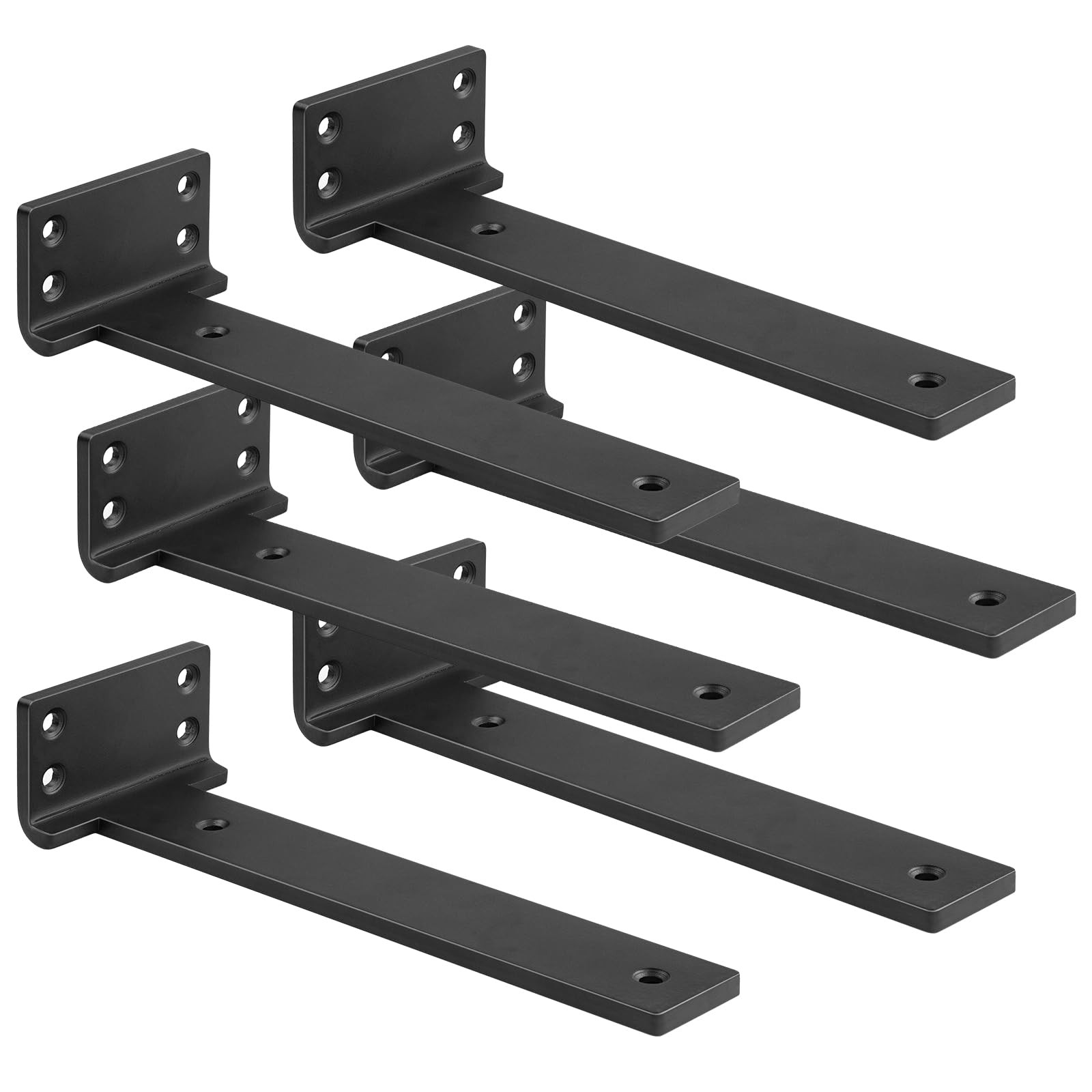 6 PCS Black Metal Floating Shelf L Brackets 6 Inch Heavy Duty Hardware Wall
