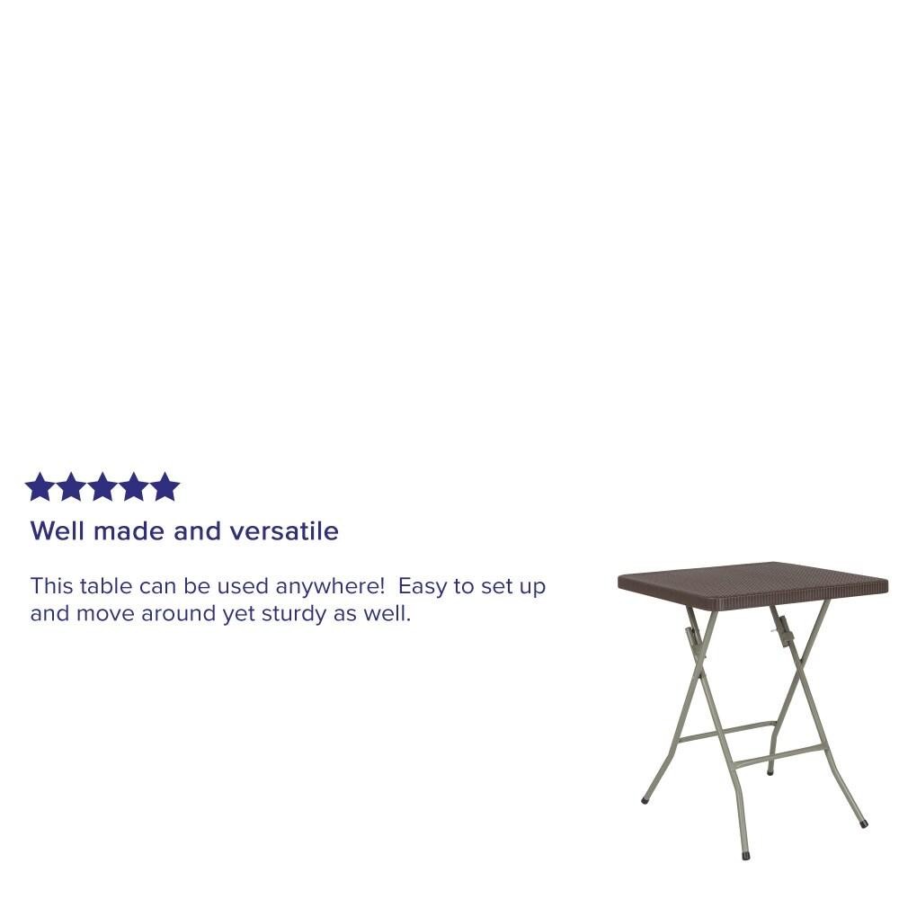 1.95-Foot Square Rattan Plastic Folding Table - Outdoor Event Table