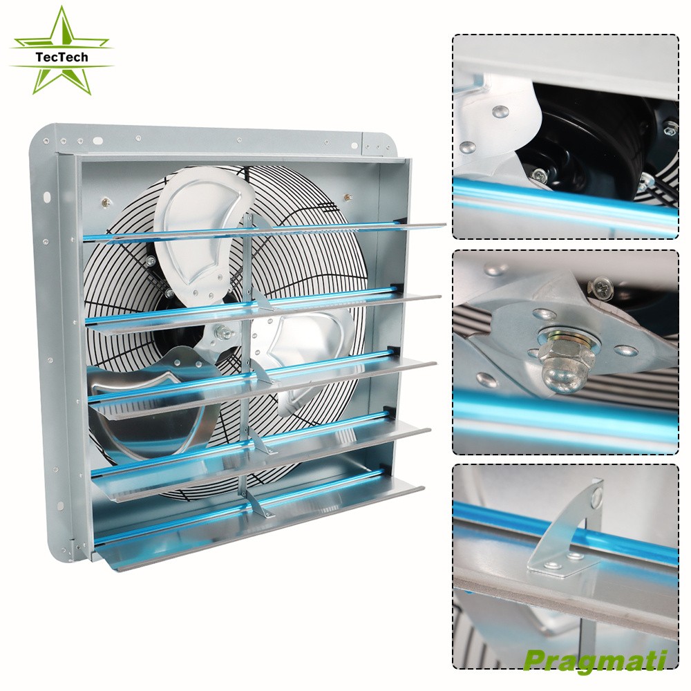 Exhaust Fan 20" Ventilation Extractor Wall-Mounted Square Blower  Without Plug