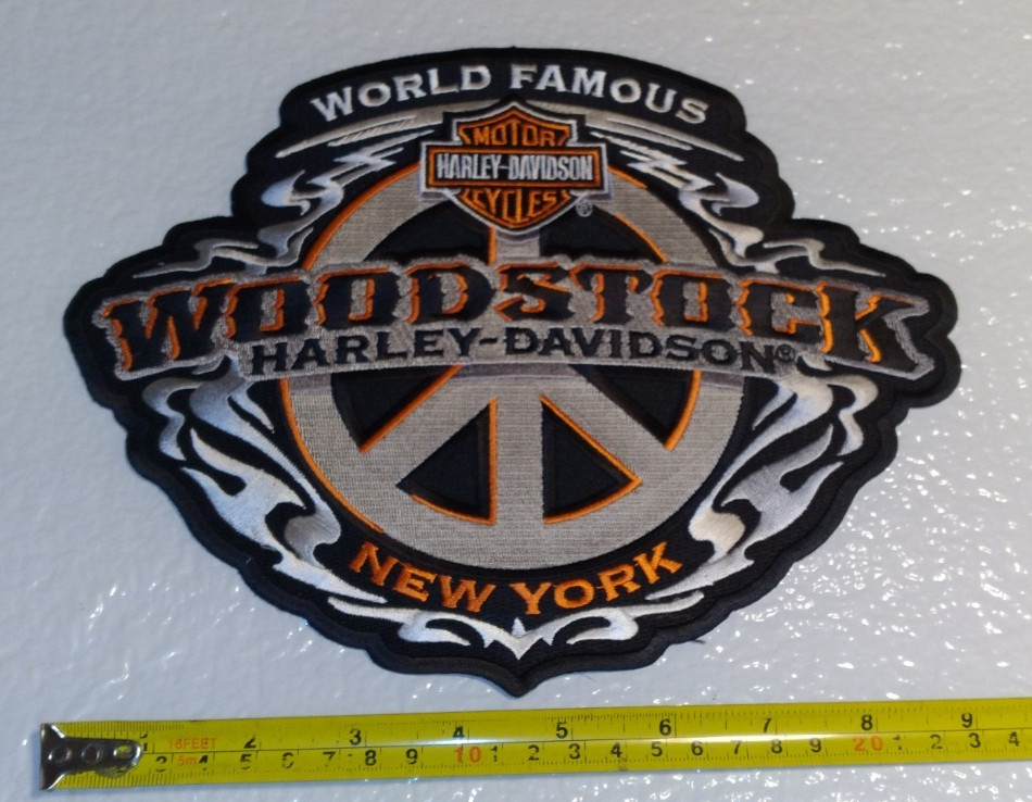 LARGE HARLEY DAVIDSON PATCH WORLD FAMOUS WOODSTOCK NEW YORK "PEACE"