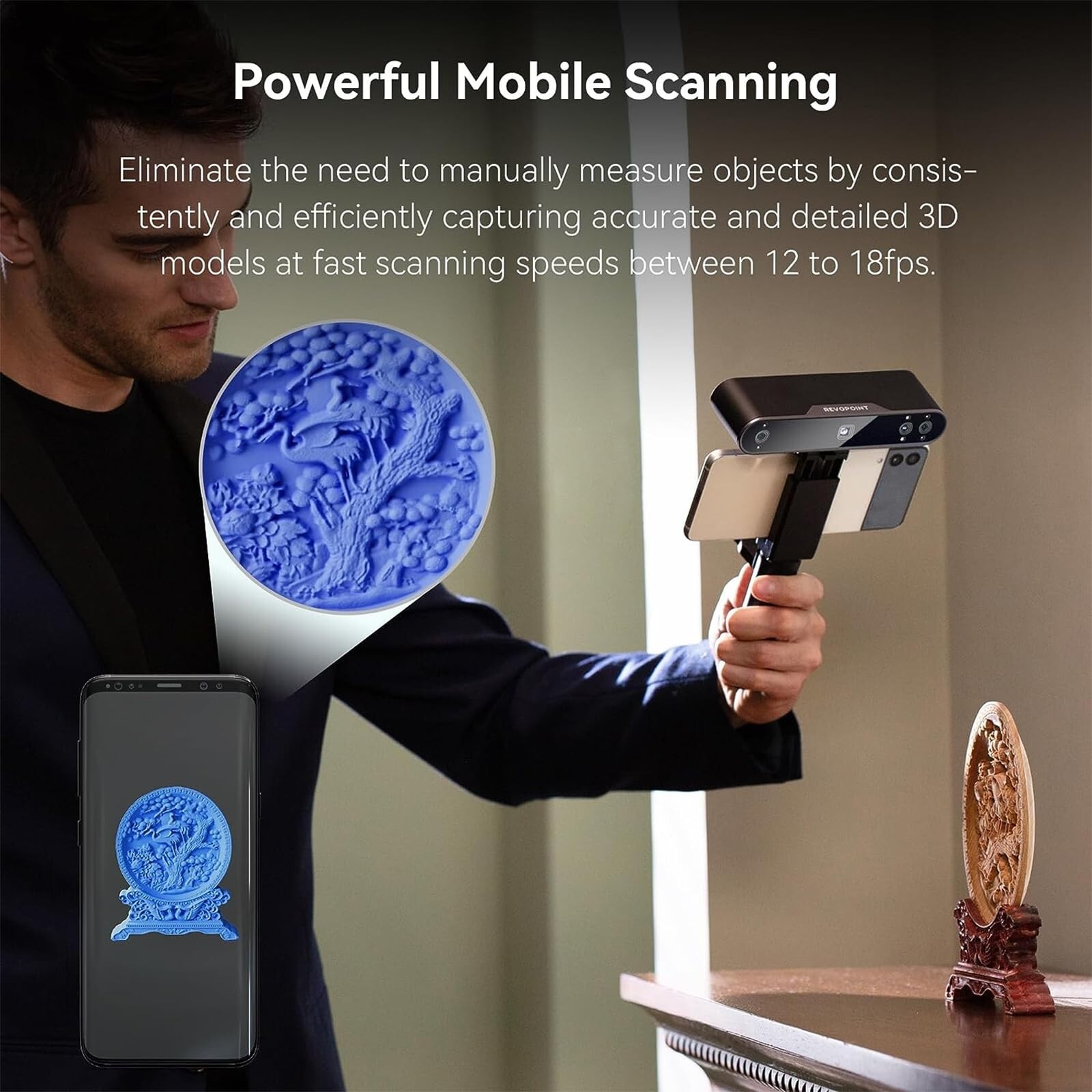 3D Scanner, HD 3D Color Modeling Scanners with 0.05mm Accuracy and 10fps Scan