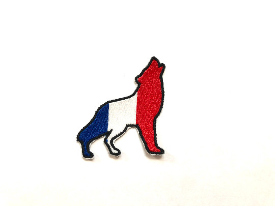 Embroidered Patch Iron-On Wolf Flag France French