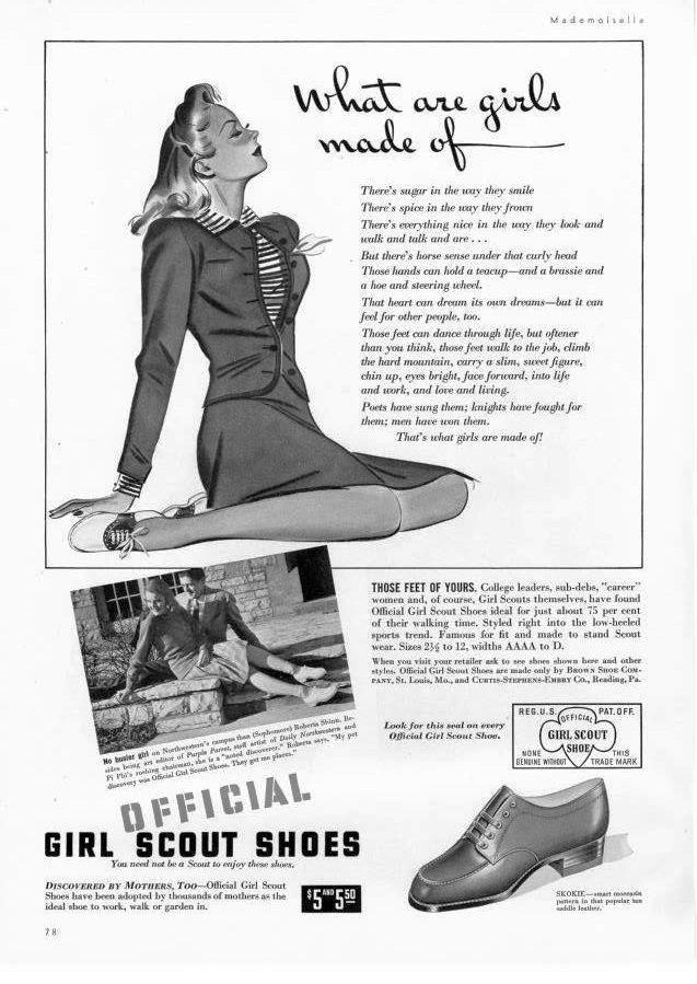 Official Girl Scout Shoes- Skokie - Saddle Oxfords - What Are Girls Made Of 1941
