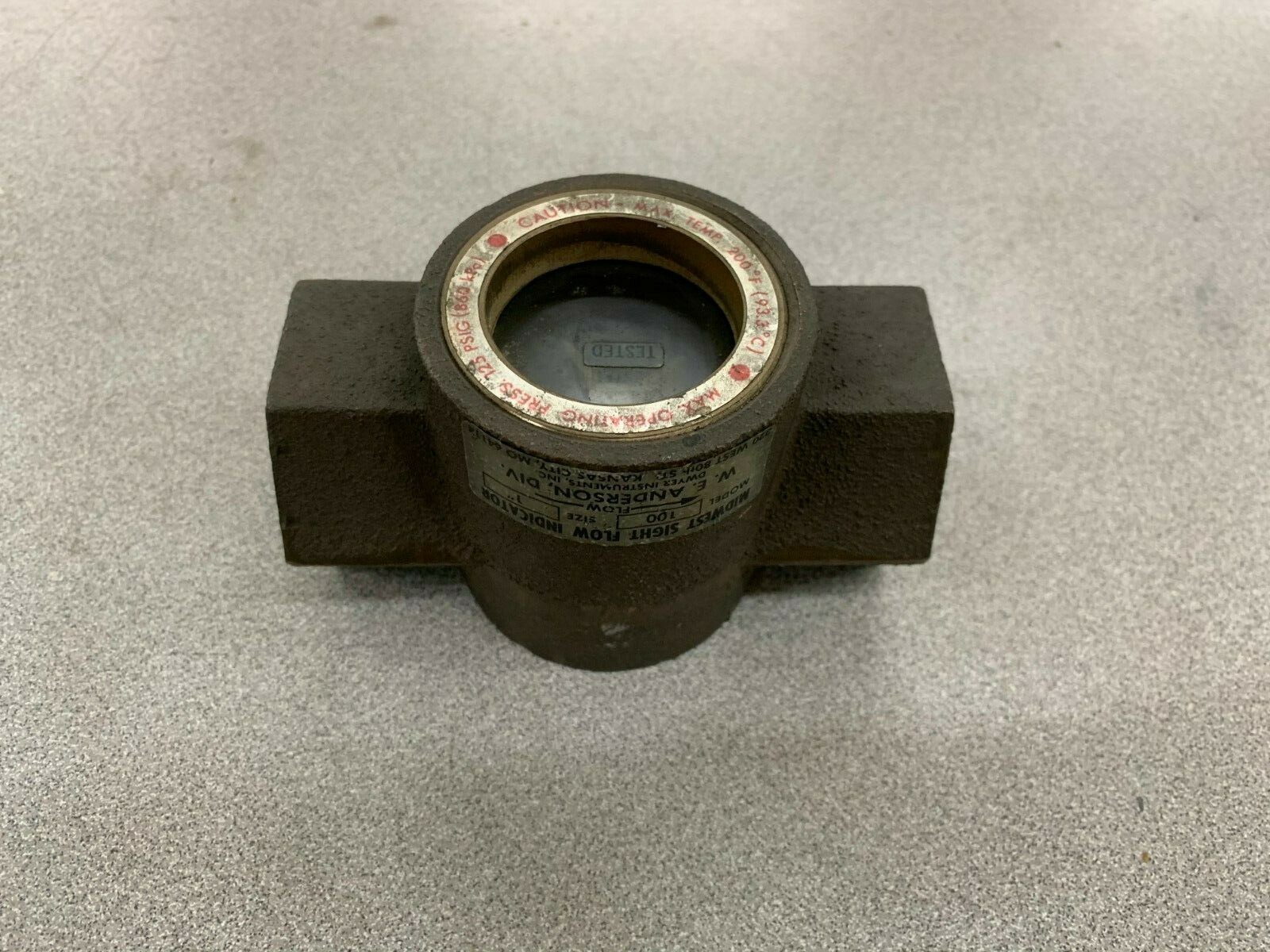 NEW NO BOX W. E. ANDERSON 1" MIDWEST SIGHT FLOW INDICATOR MODEL 100