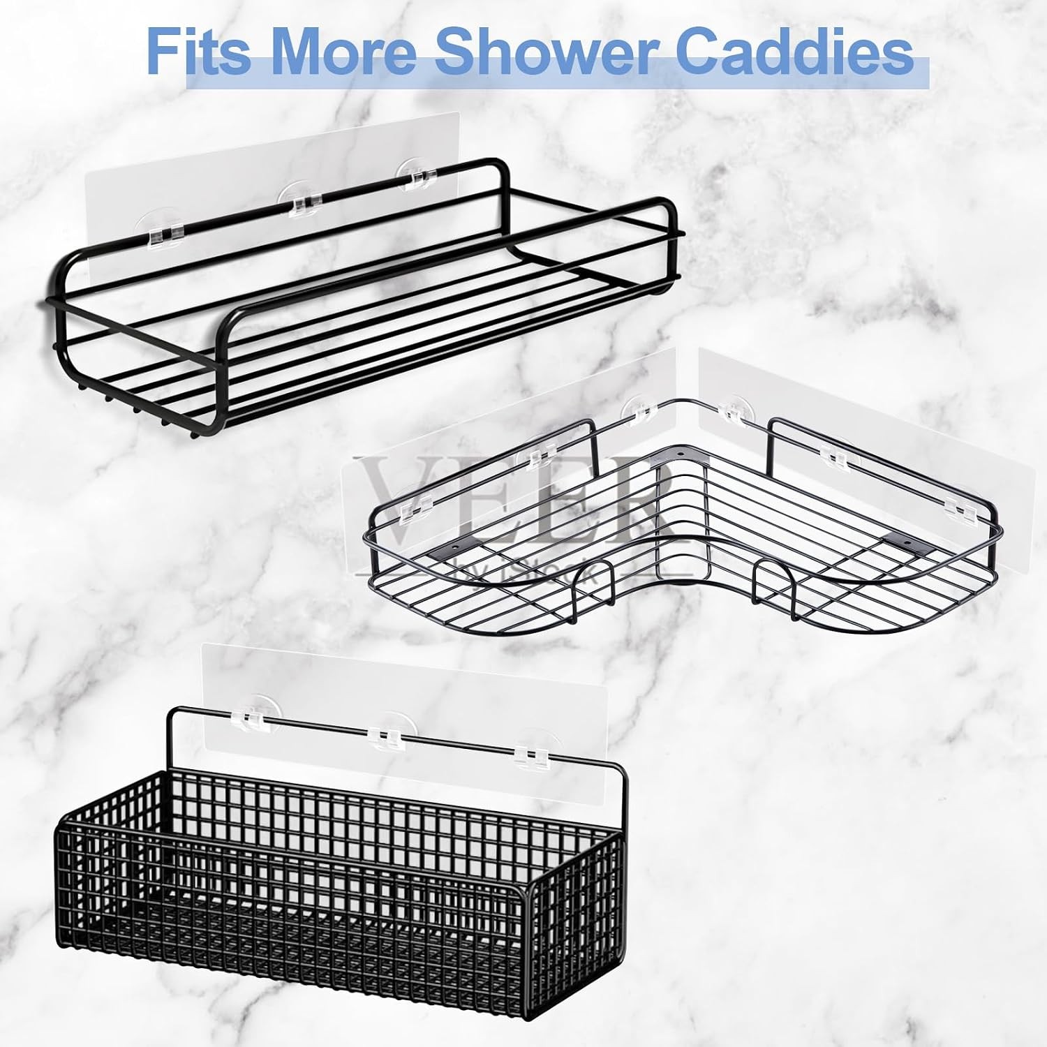 Shower Caddy Adhesive Replacement 2 Pack Transparent Strong Waterproof