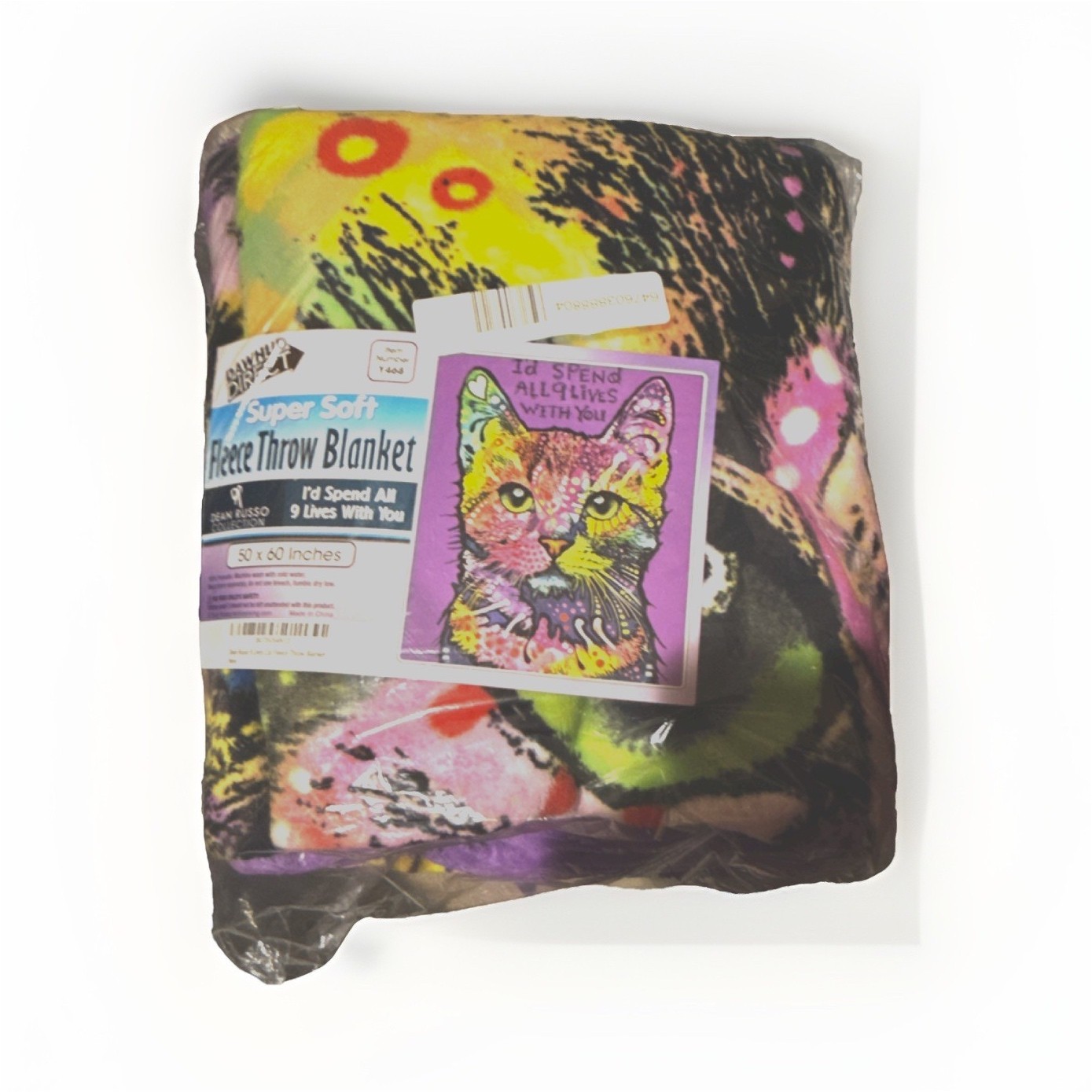Dawhud Direct Super Soft Fleece Throw Blanket Cat Pattern Multicolor 50x60"