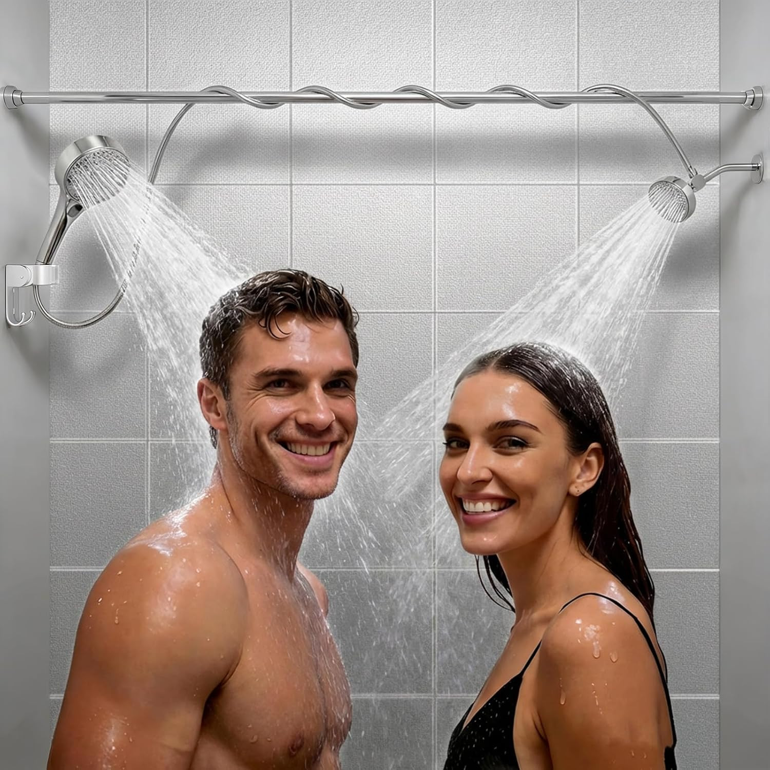 Dual Shower Head with Handheld for Couples, Double Showerhead (Chrome) | High Pr