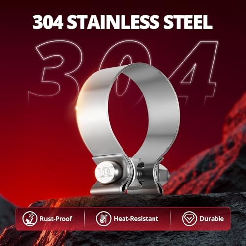 Exhaust Clamp, 2 3/4" Narrow Band Muffler Clamp Stainless Steel for 2.75 inch