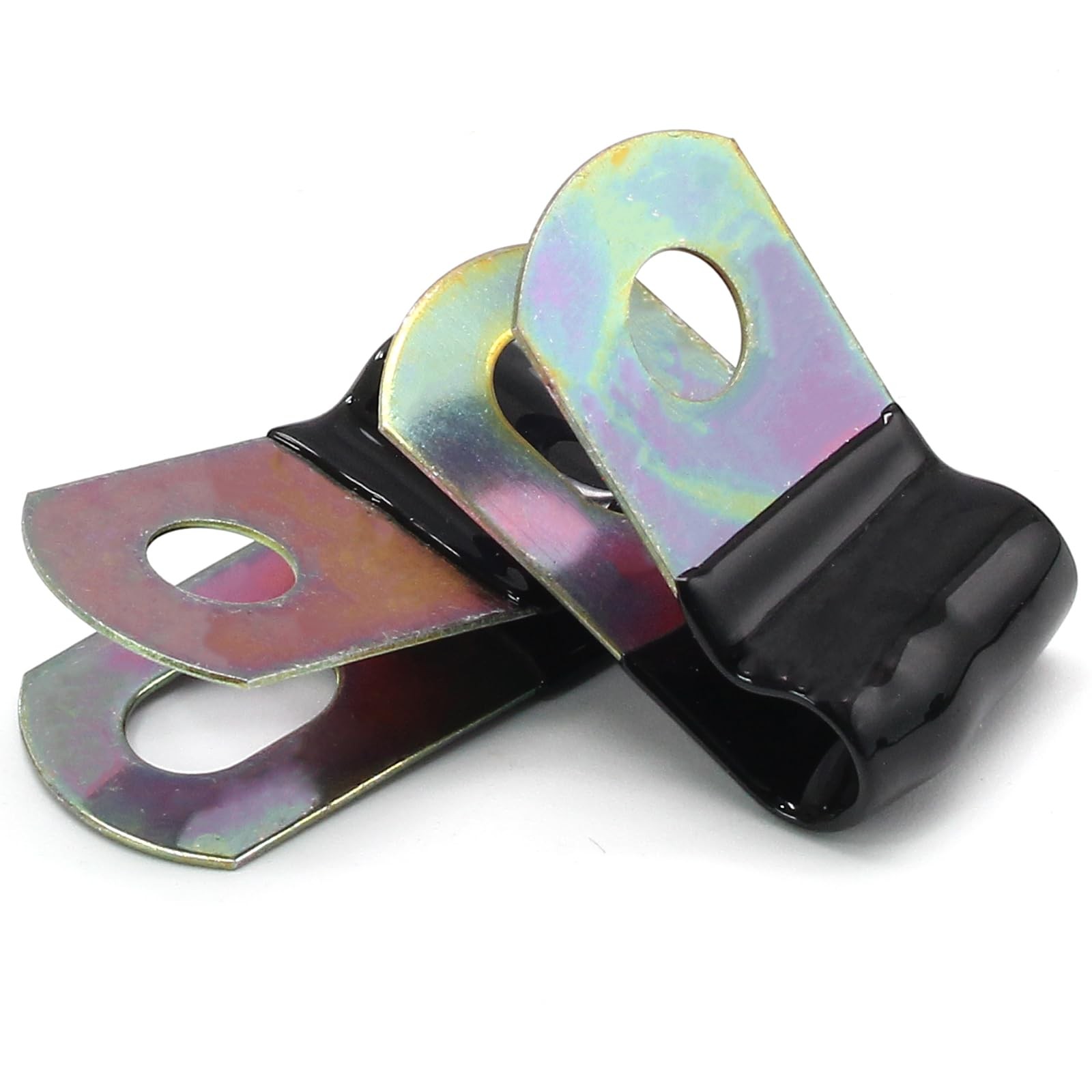 Opfiue Vinyl Coated Cable Clamps, 1/4 Inch (6mm), 50PCS Inch, 6mm, Black