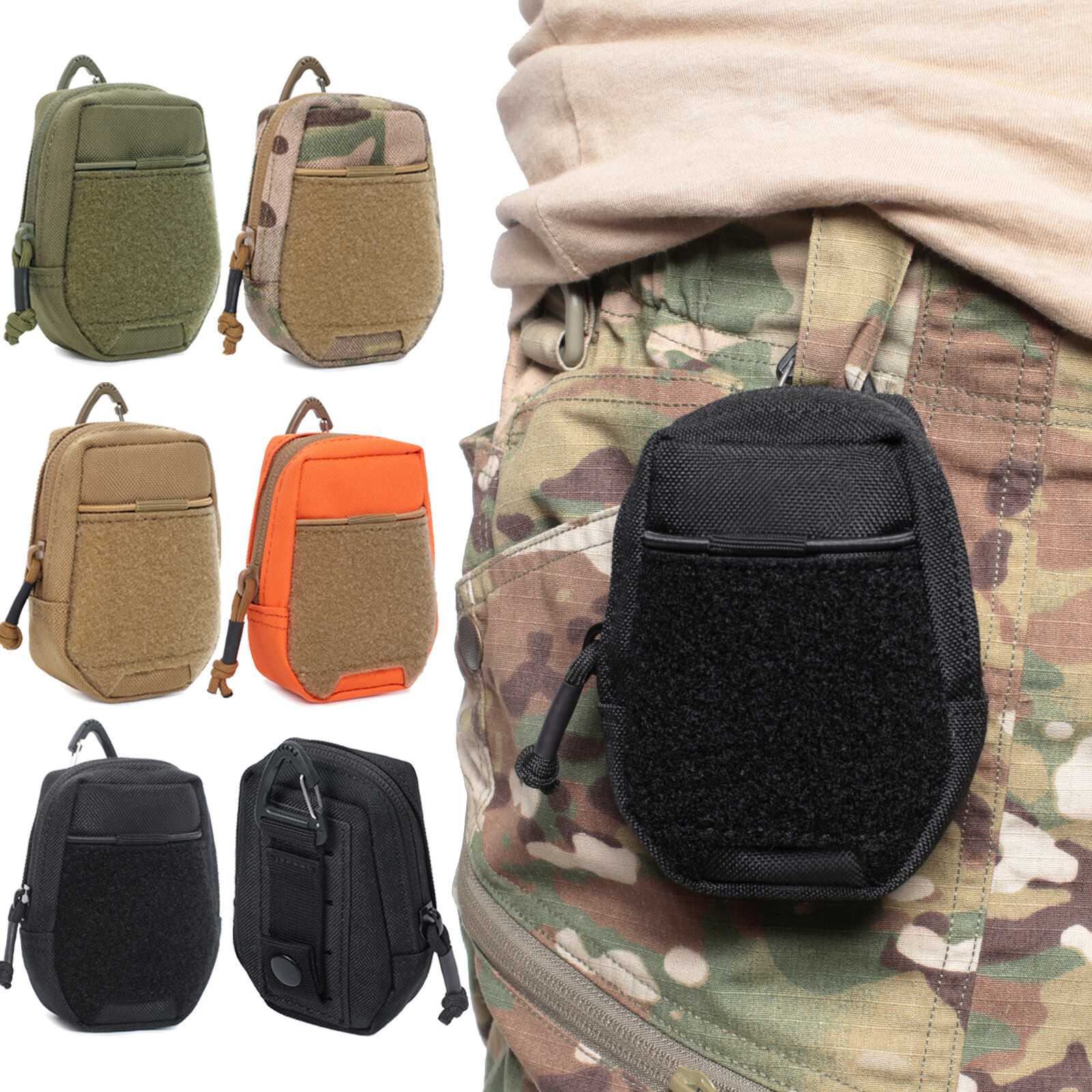 Tactical Molle Coin Purse Pouch Compact EDC Quick Release Bag for Coins Earphone