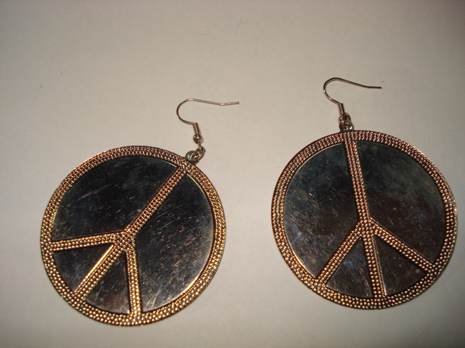 Large Pink Peace Sign Hook Dangle Earrings
