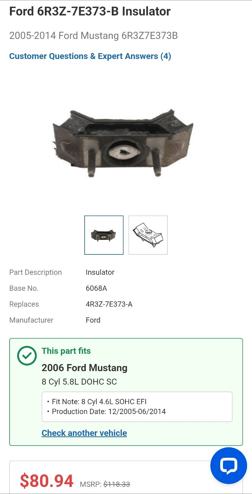 Genuine Ford Trans Mount 6R3Z-7E373-B