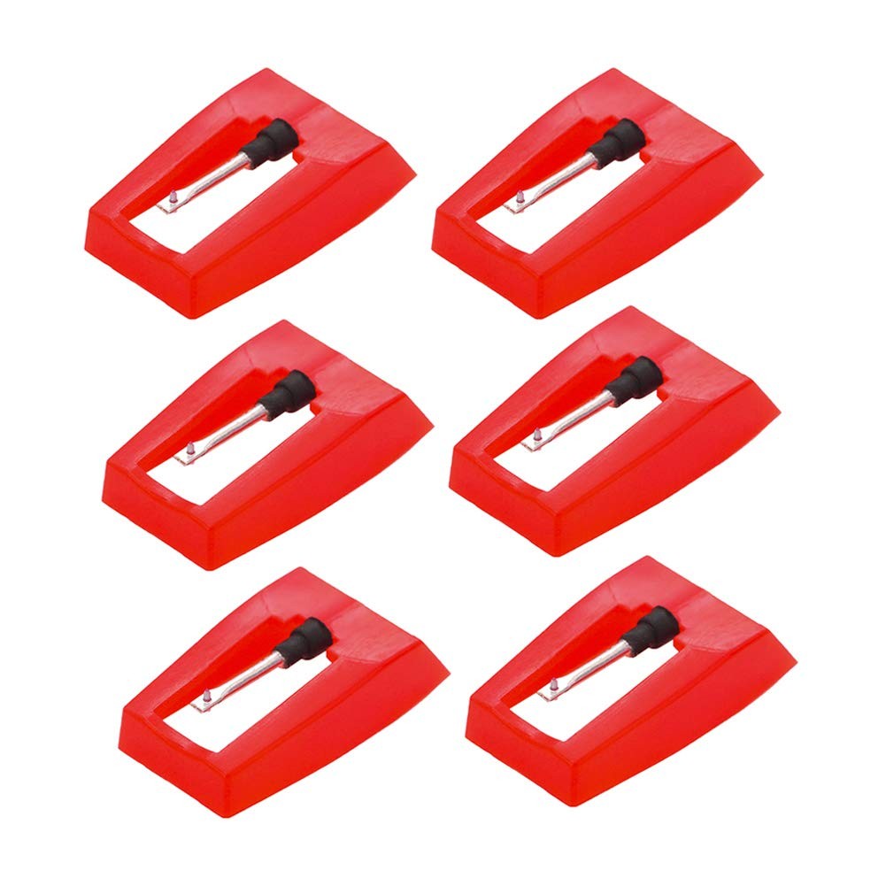 6 Pack Record Player Needle, Diamond Replacement Stylus Needle for 6, Red