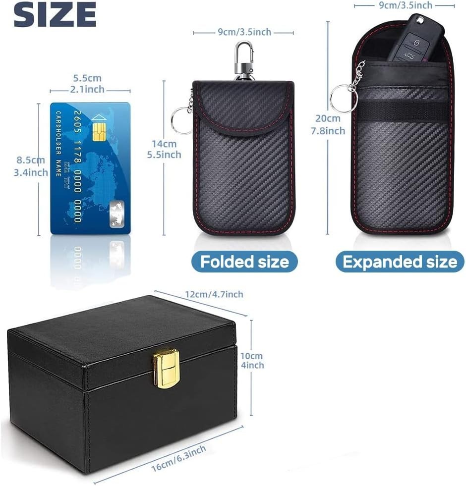 Car Key Signal Blocking Box with Stylish Leather Design for Anti-Theft Security