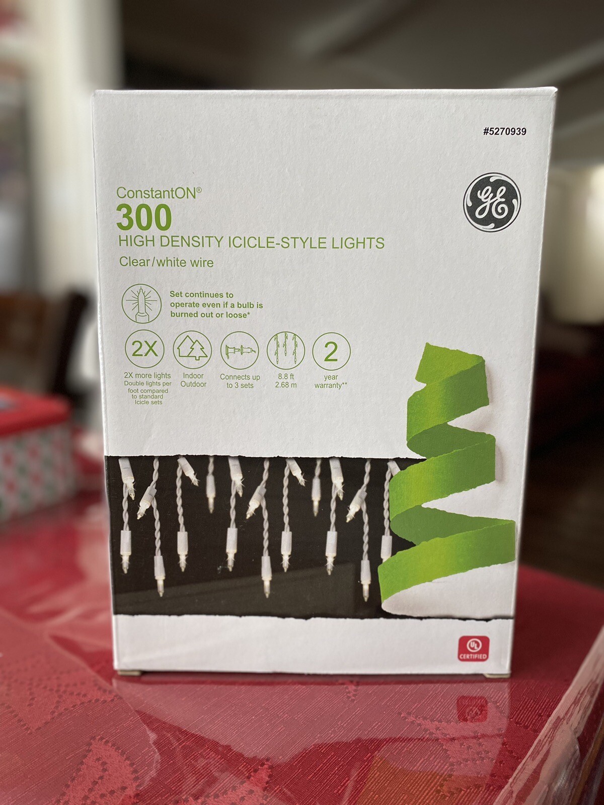 GE ConstantOn 300 Ct High Density Icicle Warm White Christmas / Wedding Lights