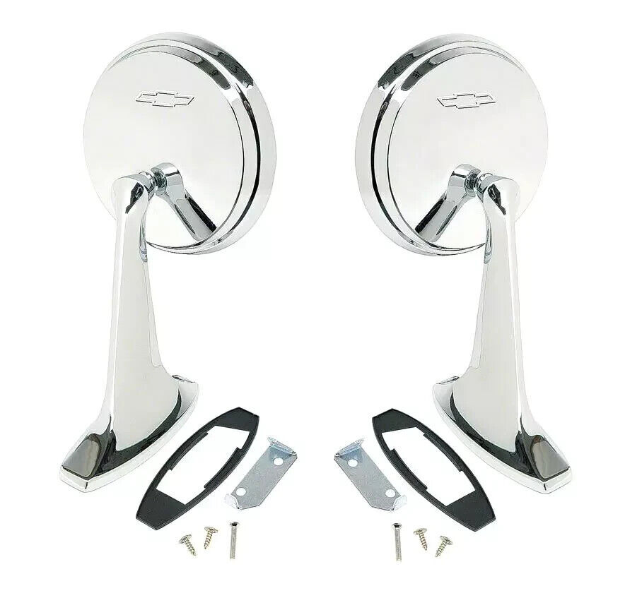 OUTER DOOR MIRROR SET WITH BOWTIE FOR 1965-1966 IMPALA BEL AIR BISCAYNE