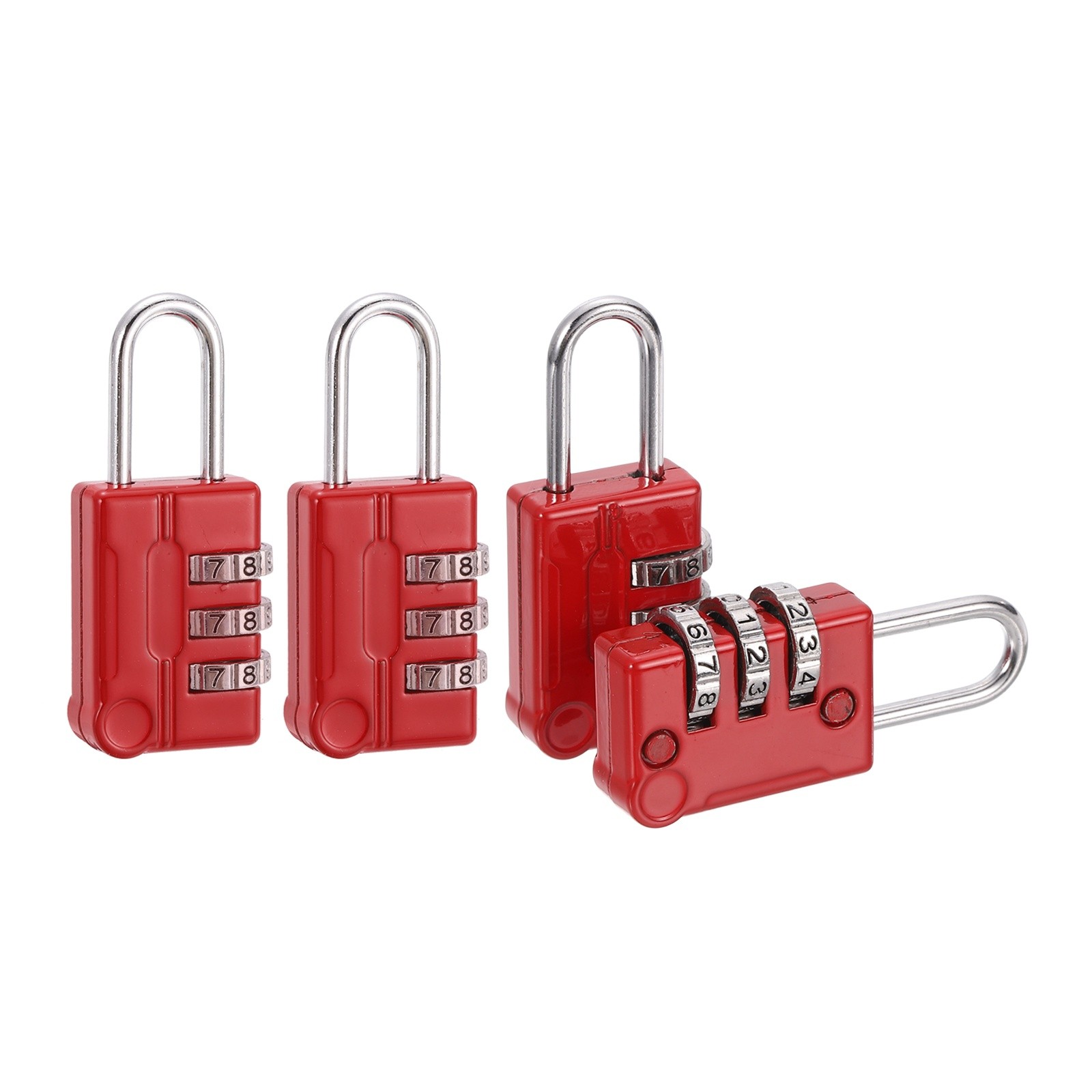 4Pcs Resettable 3 Digit Combination Lock Code Padlock, Red (56 x 24mm)