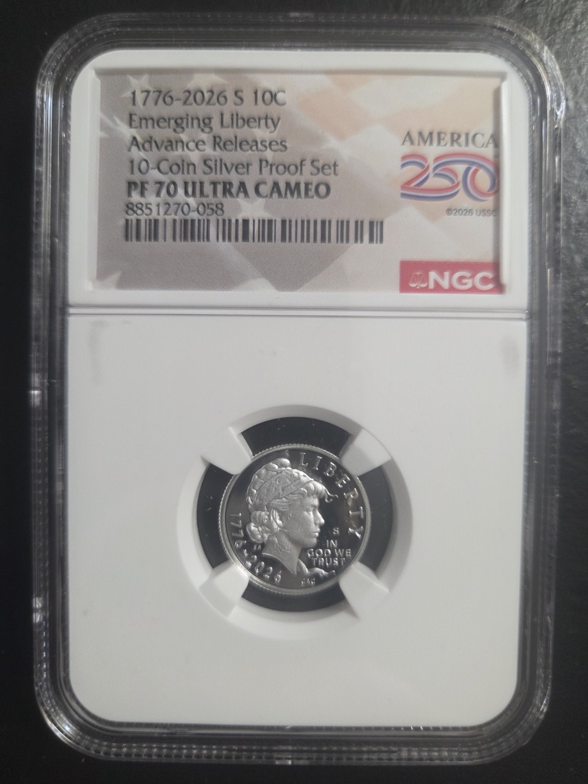 2026 S PROOF SILVER EMERGING LIBERTY DIME NGC PF70 UCAM ADVANCE RELEASES
