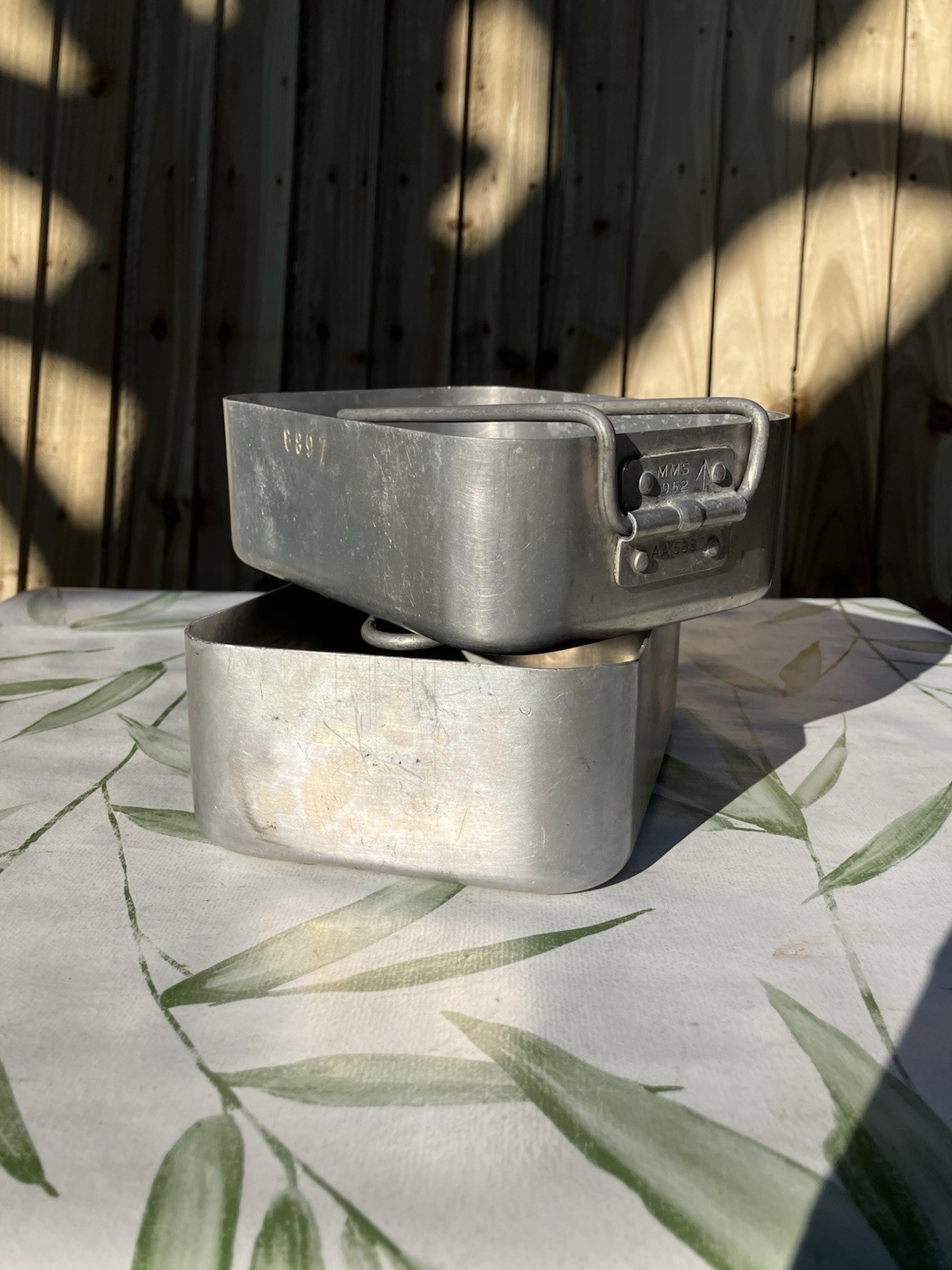 British Army Mess Tins Pair Aluminium Camping Cooking Pans Post WW2 1952