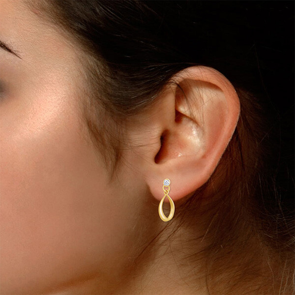 Reversible Drop Dangle Earrings Jackets 14K Yellow Gold Plated Sterling Silver