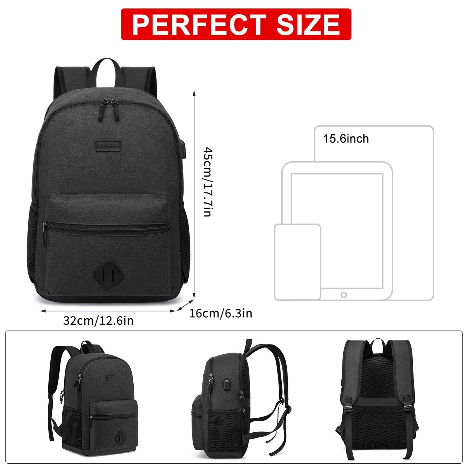 Casual Laptop Backpack,School Backpack Large Bookbag with USB for High School...