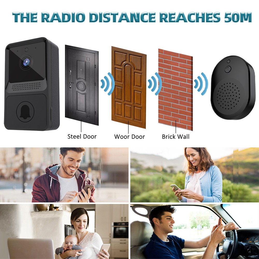 Smart Wireless WiFi Doorbell Intercom Video Camera Door Bell Chime Security