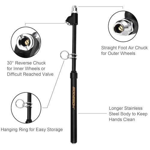 Tire Pressure Gauge, Straight-On Dual Head Tire Air 20 Pack Silver and Black