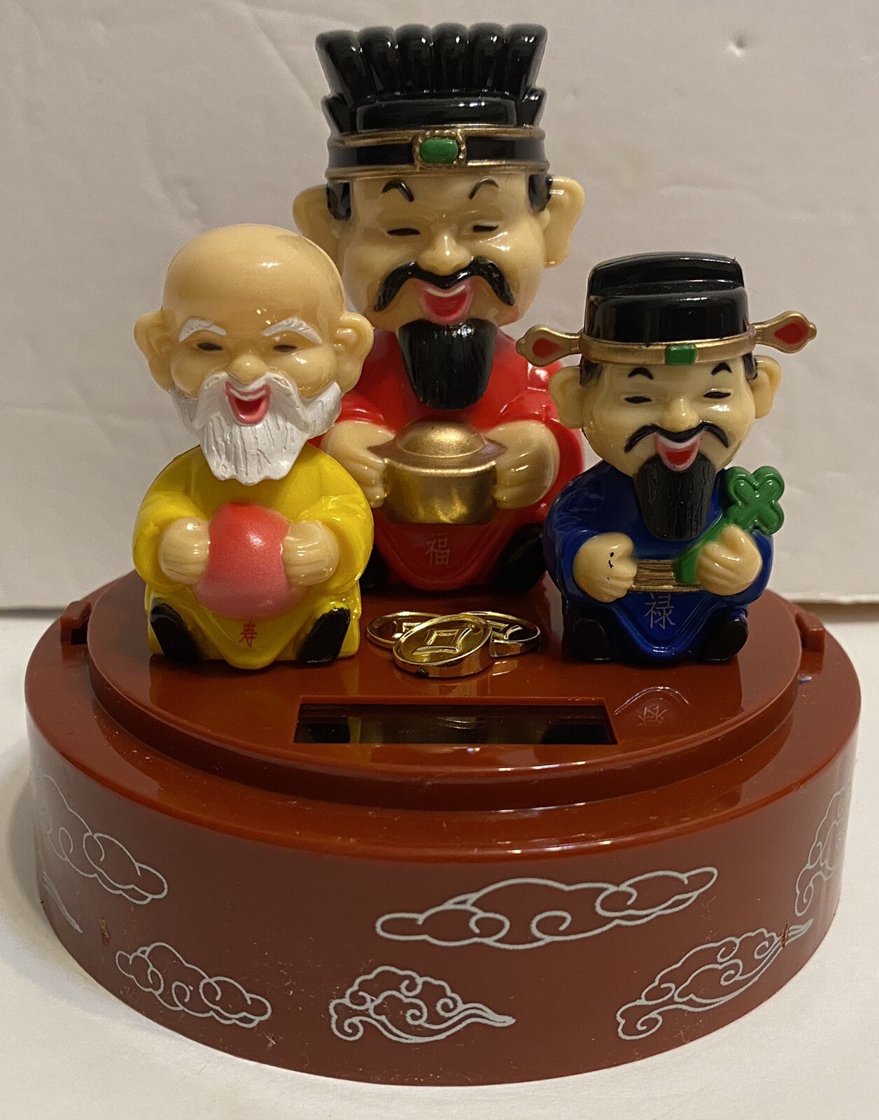 SOLAR POWERED  3 FORTUNE GODS Figuire  4.5"H